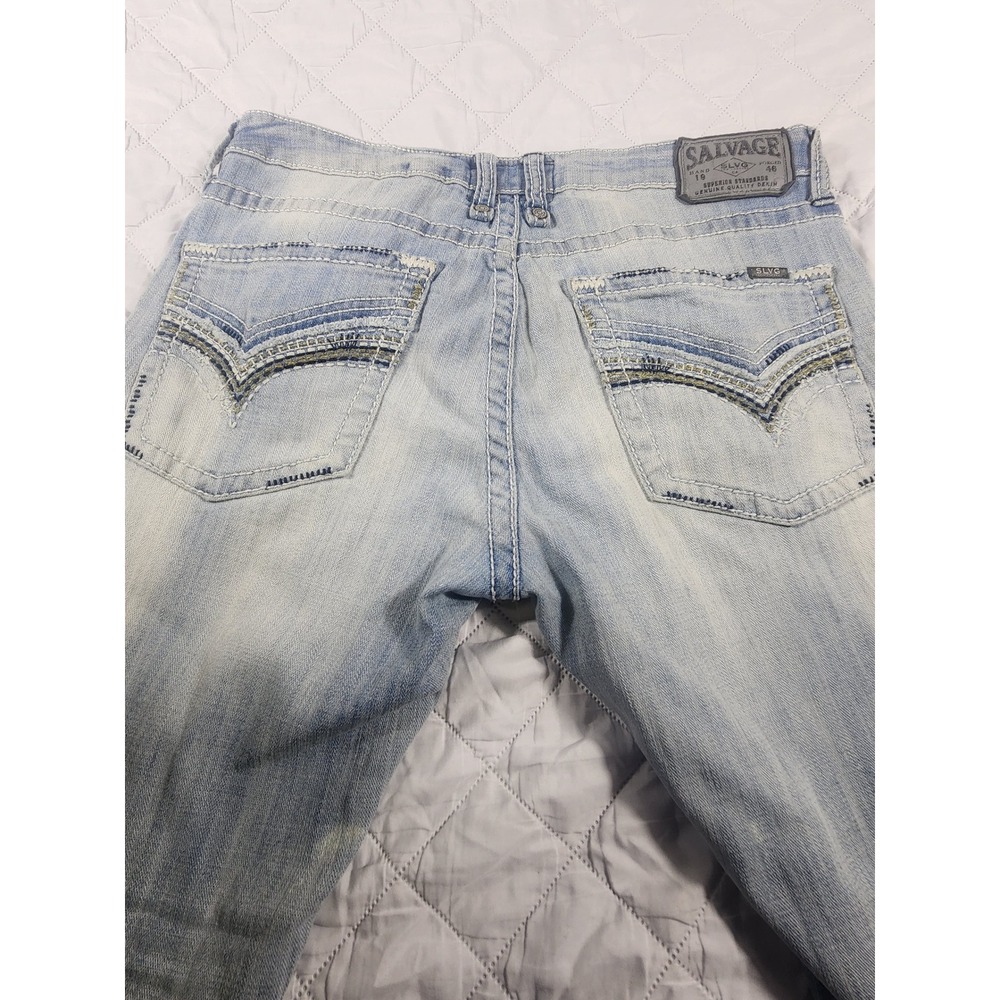 Salvage Jeans Mens 34x28 Mayhem Straight Regular Fit Whiskers Faded Denim 34S - Picture 5 of 15
